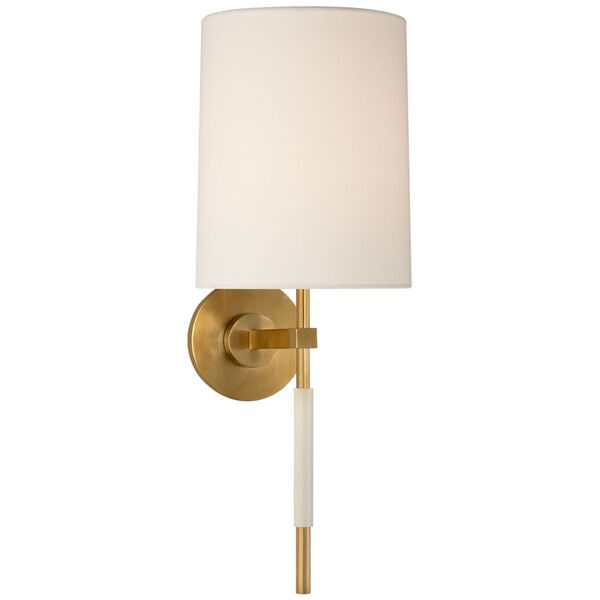 Clout Tail Sconce in Soft Brass with Linen Shade by Barbara Barry, image 1