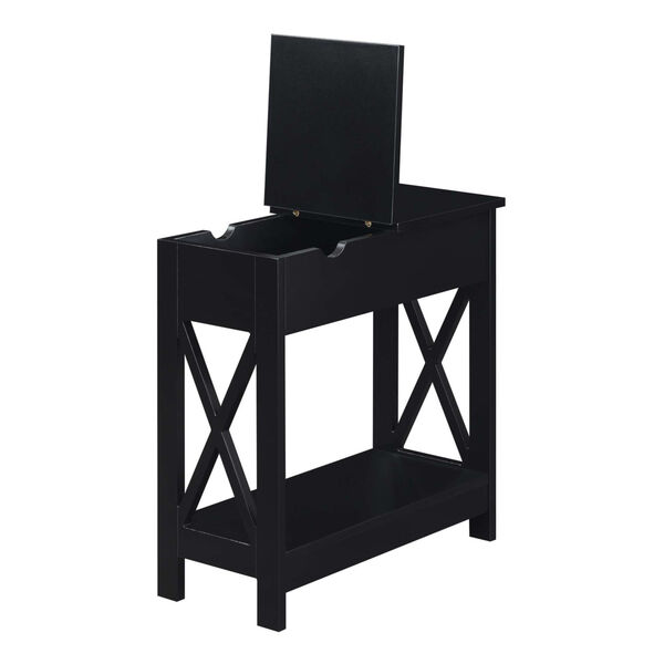 Oxford Black Flip Top End Table with Charging Station, image 4