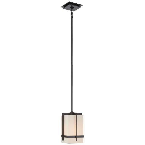 Milo Small Pendant in Aged Iron with Linen Shade by Ian K. Fowler, image 1
