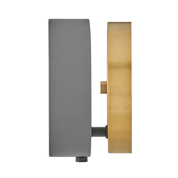 Mercer Dark Matte Grey and Heritage Brass One-Light Wall Sconce, image 3