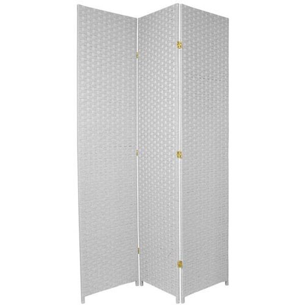 Seven Ft. Tall Woven Fiber Room Divider White Three Panel, Width - 58.5 Inches, image 1