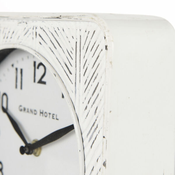Karl Rustic White Rounded Square Table Clock, image 5