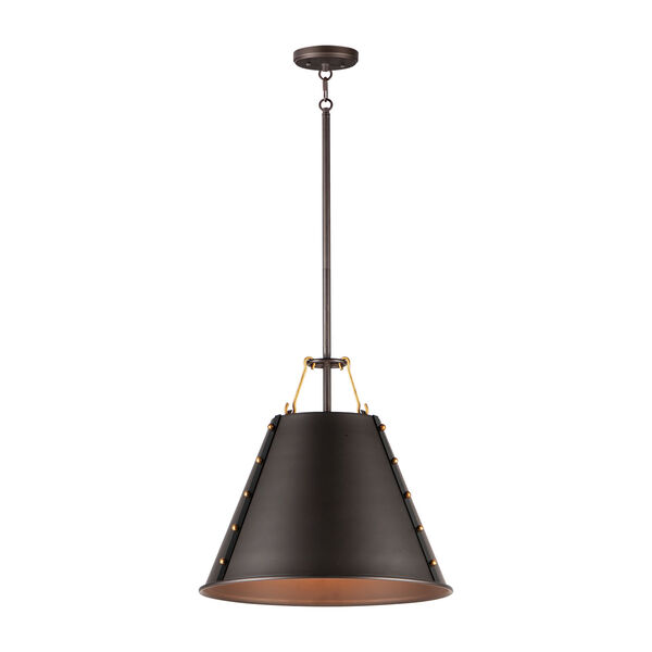 Trestle Oil Rubbed Bronze and Antique Brass One-Light Pendant, image 1