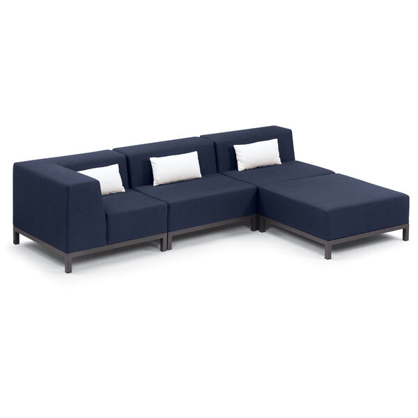Koral Carbon and Spectrum Indigo Patio Sectional Set with Cushion, 4-Piece, image 1