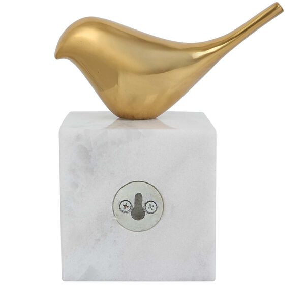 Flying Solid Brass and White Solo Bird Wall Decor, image 2