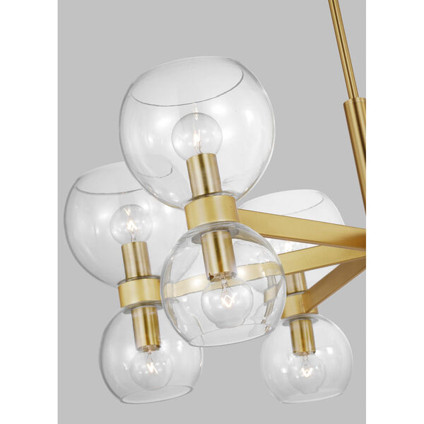 Londyn Burnished Brass 12-Light Chandelier with Clear Shade, image 4