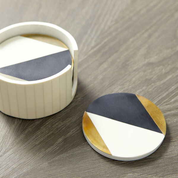 Black, Gold and White Modametric Coasters, 7 Piece, image 2