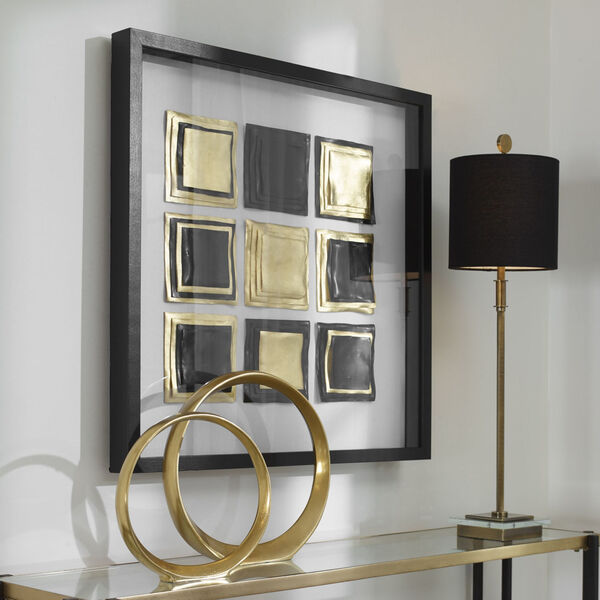 Gold Leaf and Satin Black Fair and Square Shadow Box, image 1