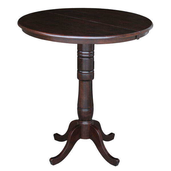 Rich Mocha 36-Inch Round Pedestal Bar Height Table, image 1