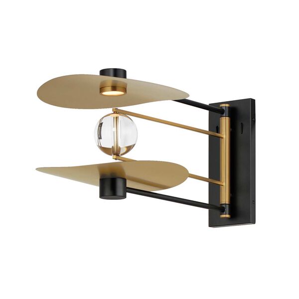 Pearl Black Natural Aged Brass Two-Light LED Wall Sconce, image 1
