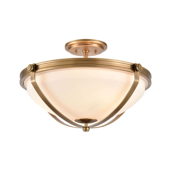 Connelly Natural Brass Three-Light Semi Flush Mount, image 1