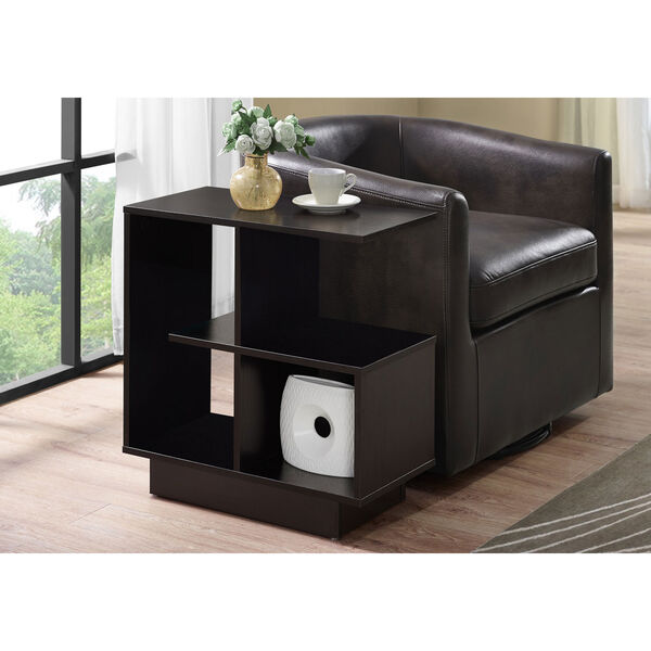 Cappuccino 12-Inch Accent Table with Four Open Shelves, image 2