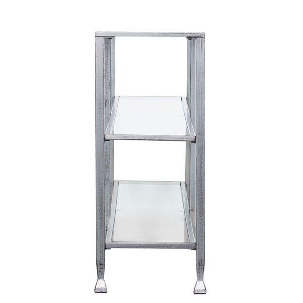 Jaymes Silver Metal and Glass 3-Tier Console Table, image 6
