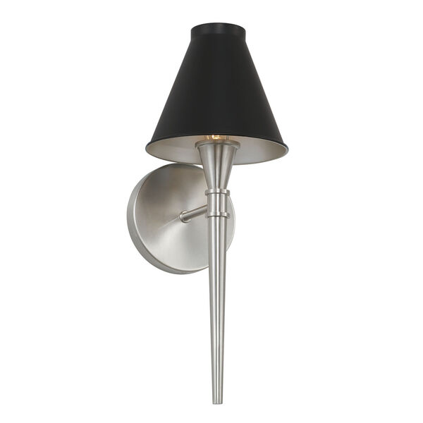 Benson Black and Brushed Nickel One-Light Torcheire Wall Sconce with Metal Shade, image 1