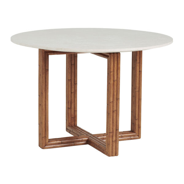 Palm Desert White and Brown Arcadia Marble Top Breakfast Table, image 1
