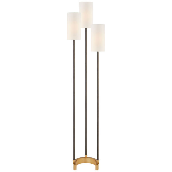 Aimee Floor Lamp in Bronze and Hand-Rubbed Antique Brass with Linen Shades by Suzanne Kasler, image 1