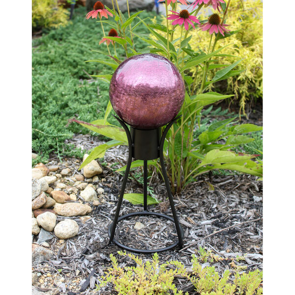 Purple Crackle Glass Gazing Globe with Stand, image 4