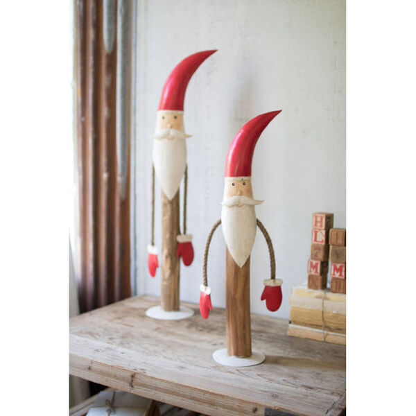 Multicolor Painted Wooden Santa, Set of 2, image 1