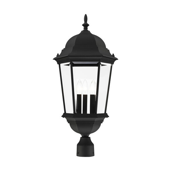 Hamilton Textured Black 13-Inch Three-Light Outdoor Post Lantern, image 1