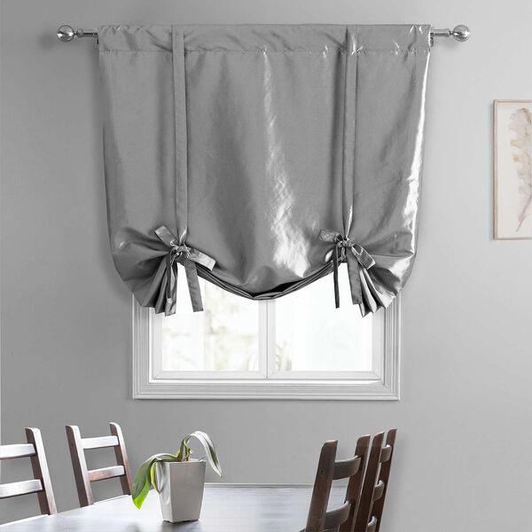 Platinum Faux Silk Taffeta Tie-Up Window Shade Single Panel, image 2