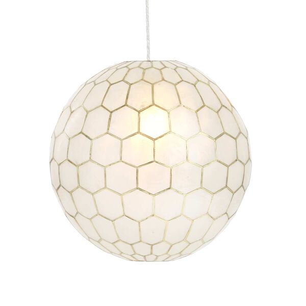 White and Antique Gold One-Light 16-Inch Pendant, image 1