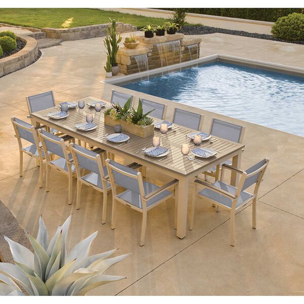 Travira 11-Piece Outdoor Table and Sling Armchair Dining Set, image 2