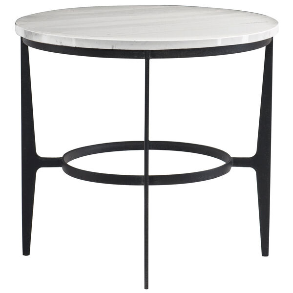 Freestanding Occasional Blackened and Marble Faux Marble and Solid Steel End Table, image 1