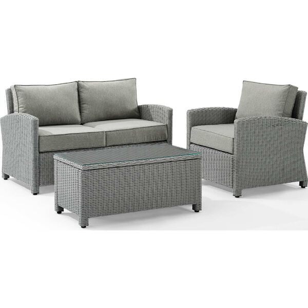 Bradenton Gray Gray Three-Piece Outdoor Wicker Conversation Set with Armchair, image 4