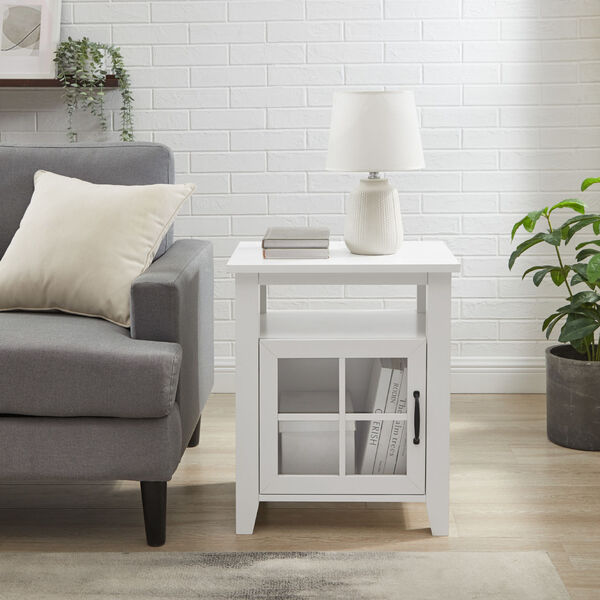 Simple Windowpane Glass Door Side Table with Open Cubby, image 4