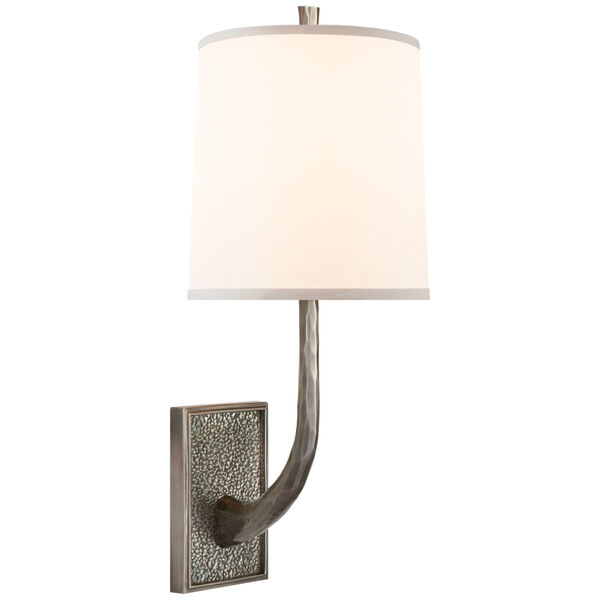 Lyric Branch Sconce in Pewter with Silk Shade by Barbara Barry, image 1