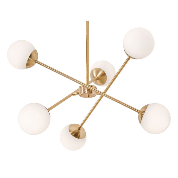 Pearl Satin Brass 24-Inch Six-Light Integrated LED Pendant, image 2