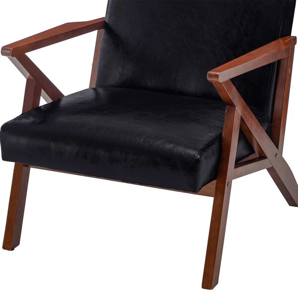 Take A Seat Black Faux Leather Espresso Cliff Accent Chair, image 6