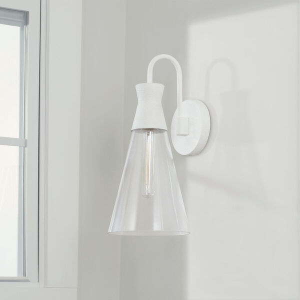 Paloma Textured White One-Light Sconce with Clear Glass, image 3