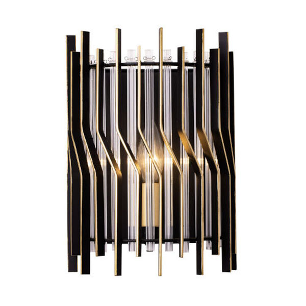 Park Row Matte Black French Gold One-Light Wall Sconce, image 1