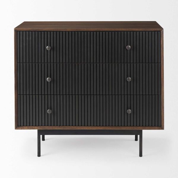 Grace Brown Wood and Black Three-Drawer Accent Cabinet, image 2