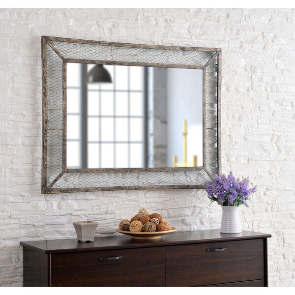 Grover Weathered Brown 30-Inch Wall Mirror, image 1