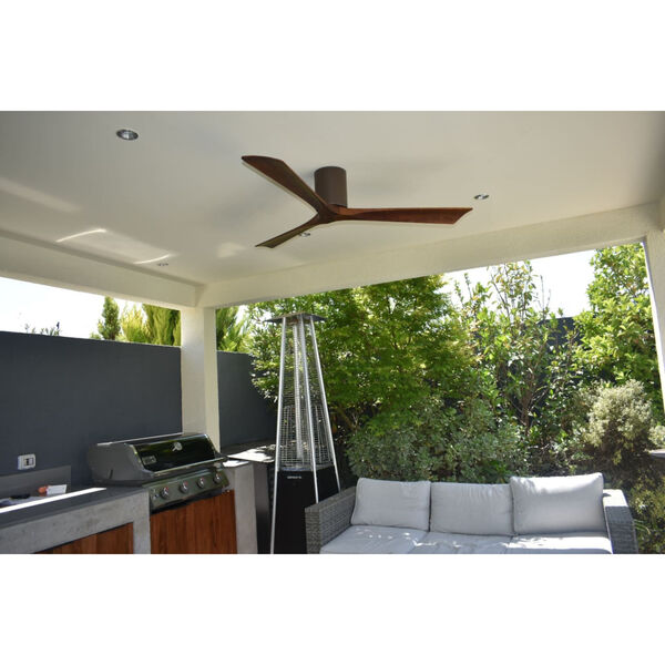 Irene-3H Textured Bronze 52-Inch Flush Mount Ceiling Fan with Walnut Tone Blades, image 3