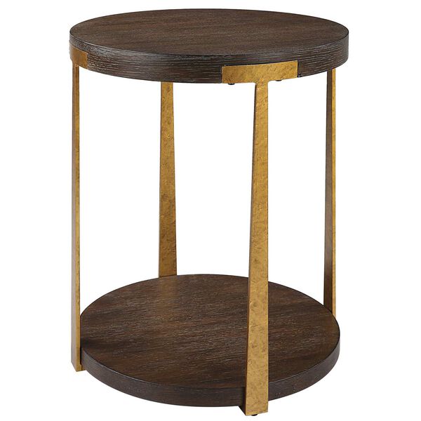 Palisade Rich Coffee and Natural Round Wood Side Table, image 5
