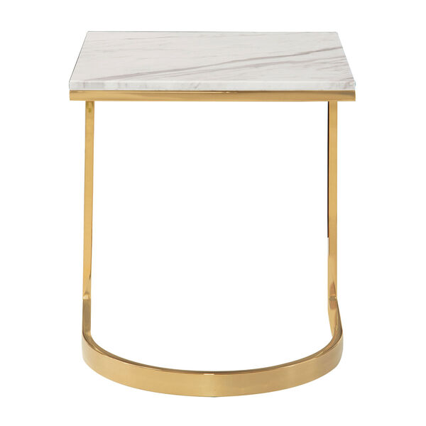 Freestanding Occasional Polished Brass and Jazz White Marble 22-Inch End Table, image 1