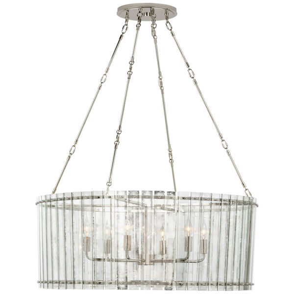 Cadence Large Chandelier in Polished Nickel with Antique Mirror by Carrier and Company, image 1