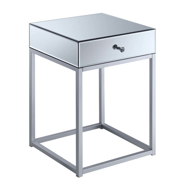 Reflections Silver MDF End Table with Mirror Top, image 1