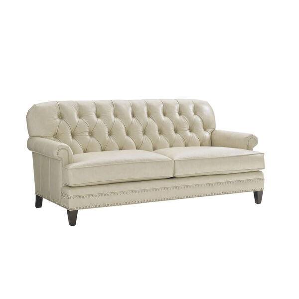 Oyster Bay Ivory Hillstead Leather Settee, image 1