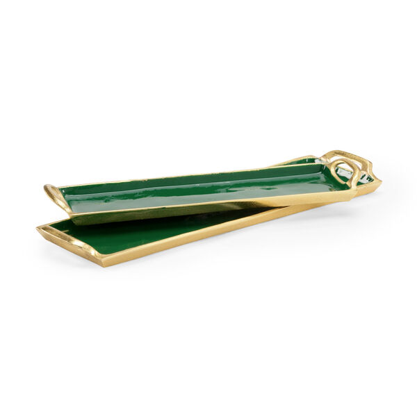 Green with Metallic Gold Enamel Trays Tray, image 1