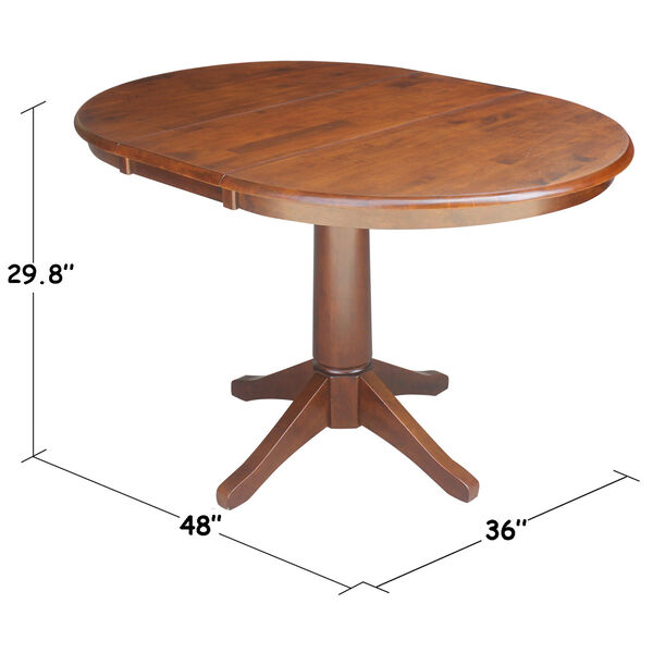 Espresso Round Pedestal Dining Table with 12-Inch Leaf, image 5
