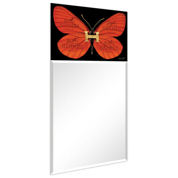 Designer Butterfly Red 48 x 24-Inch Rectangle Beveled Wall Mirror, image 2