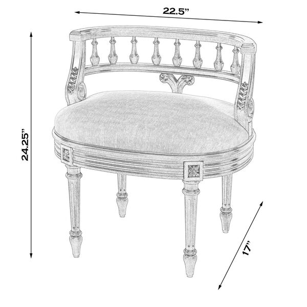 Hathaway Antique Beige Upholstered Vanity Seat, image 3