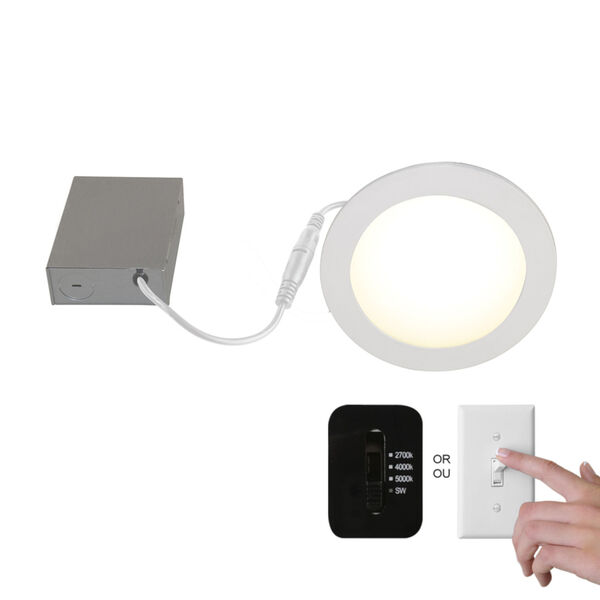 SLIM Matte White One Light Integrated LED Recessed Fixture Kit, image 1