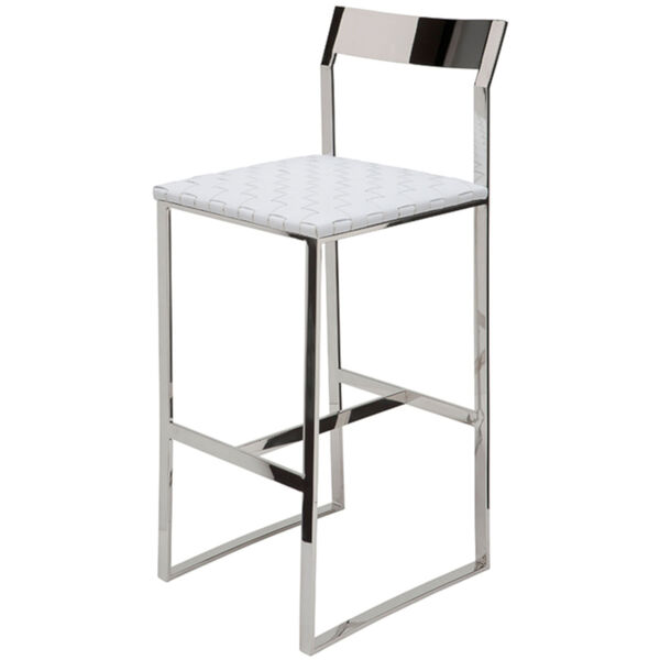 Camille White and Silver Counter Stool, image 1