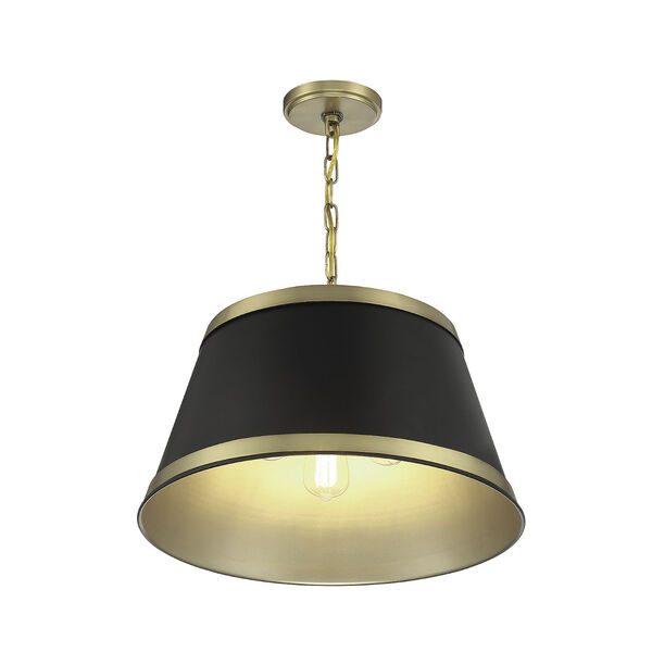 Chelsea Matte Black and Natural Brass 18-Inch Three-Light Pendant, image 4