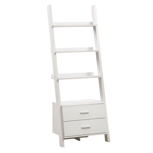 Bookcase - 69H / White Ladder with 2 Storage Drawers, image 2